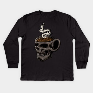 Coffee or Die shirt - Skull shirt - coffee shirt - funny shirt - boyfriend gift - yoga shirt - punk shirt - skeleton shirt - coffee or Death Kids Long Sleeve T-Shirt